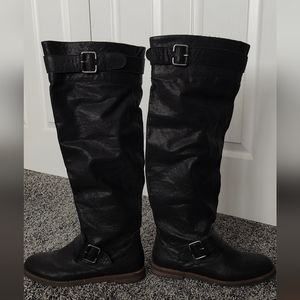 Zigi Girl Black Leather Knee High Boots, Size 9